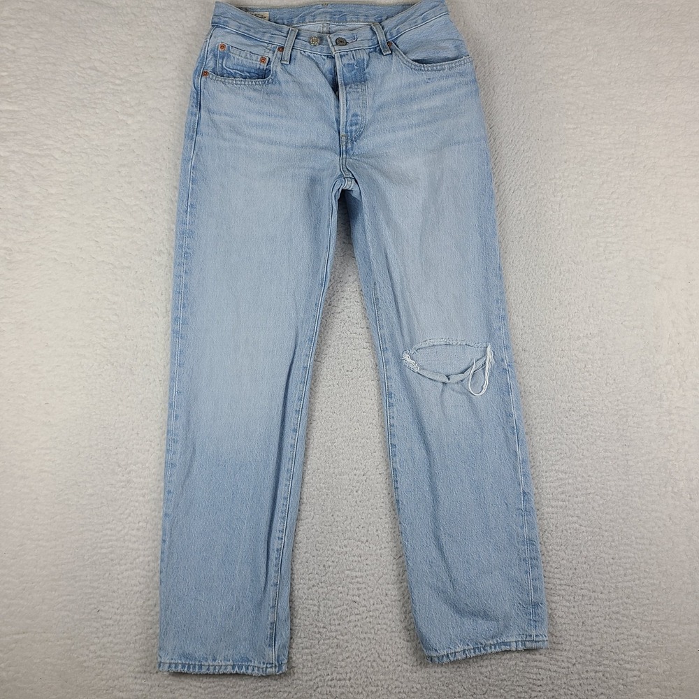 Levi's Premium Jeans Womens 26x30 Blue 501 Straight Leg Waterless‎ Light Wash